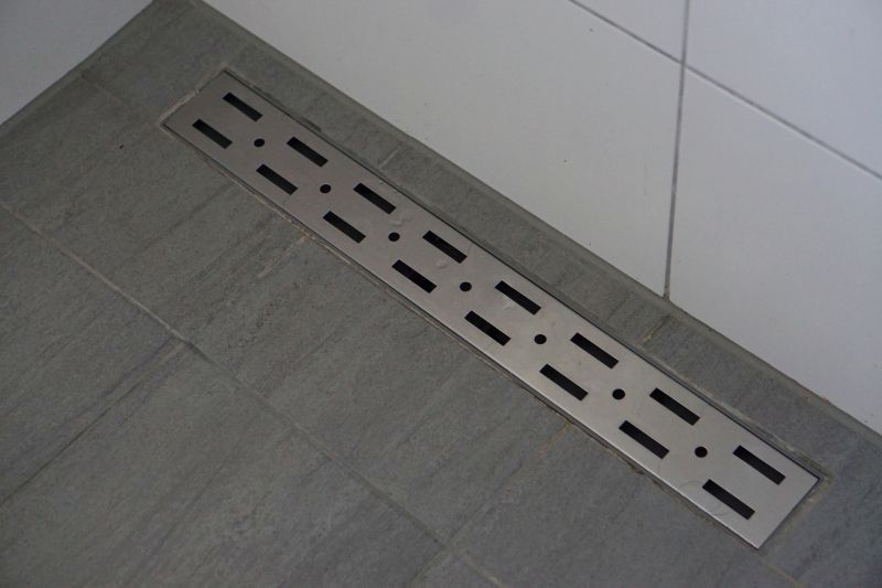 Linear Drain and Monochrome Tiles